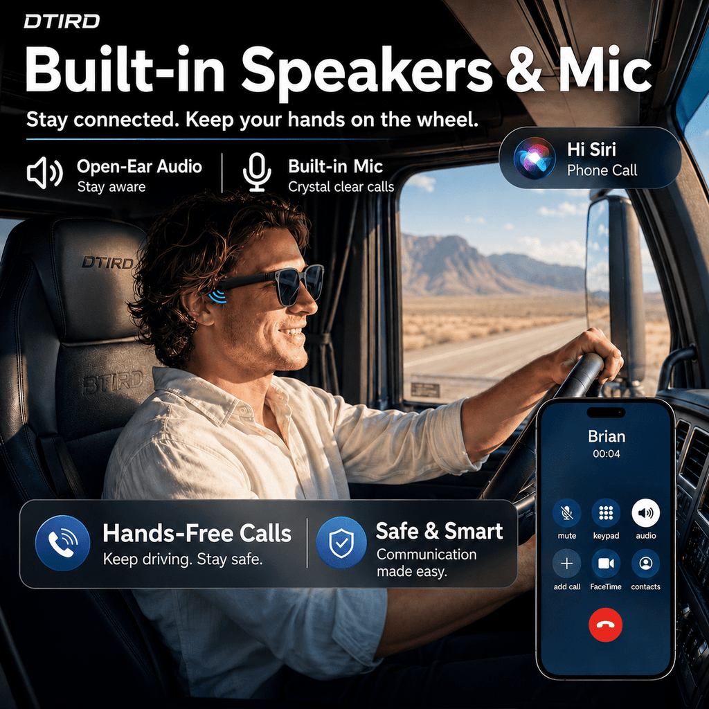 Bluetooth Glasses for Men & Women, AI Smart glasses Music Sunglasses with Open-Ear Speaker, Voice Control & HD Mic, UV400 Lens, 10H Playtime,Waterproof Music Glasses for Driving Travel Work, gifts