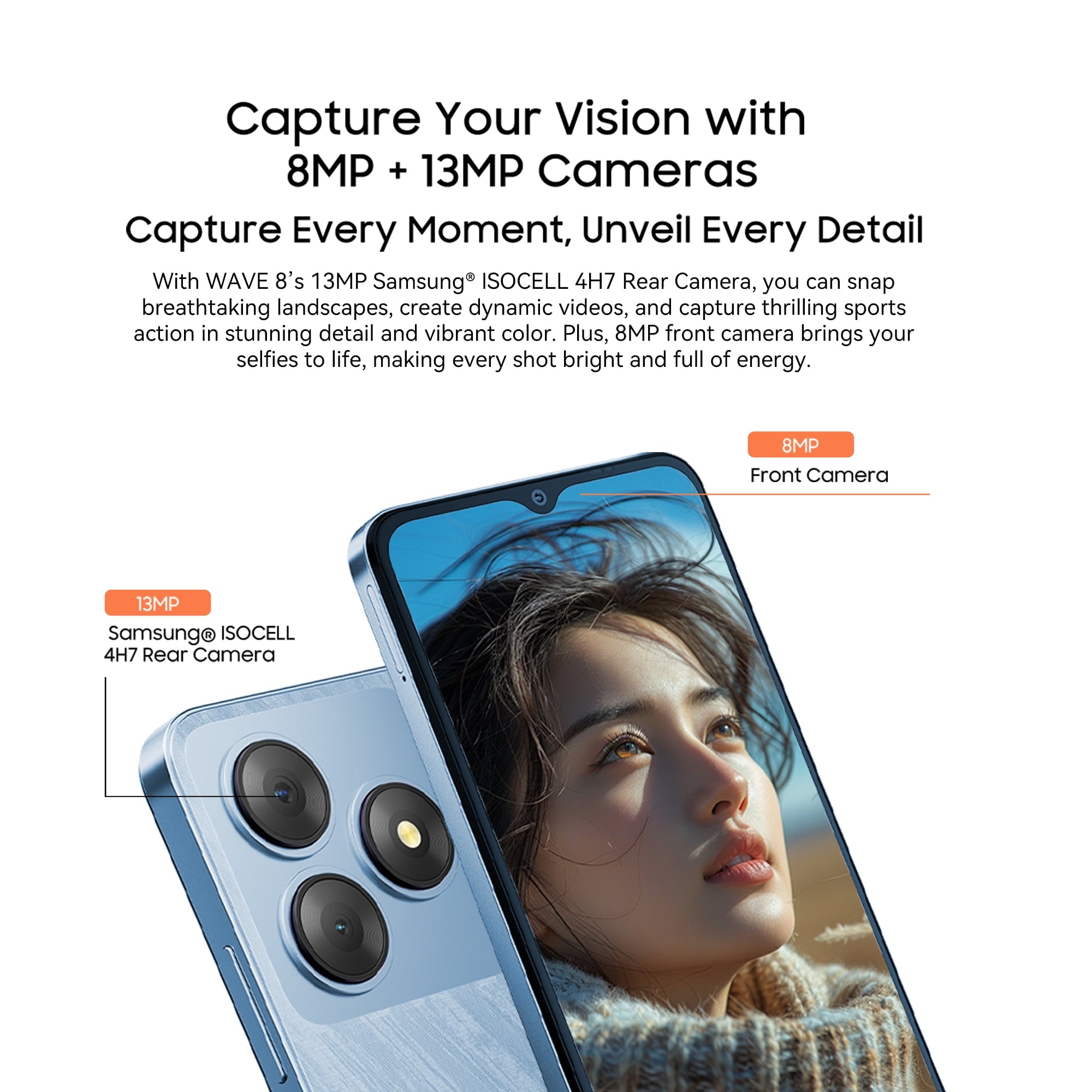 Blackview WAVE 8 Unlocked Phones, Android 15 Smartphones 24GB+256GB/2TB, 4G Octa-Core, 13MP+8MP AI Camera 5000mAh/10W Cell Phone, 6.56" HD+, GPS/OTG, Fingerprint/Face ID Mobile Phones, Blue