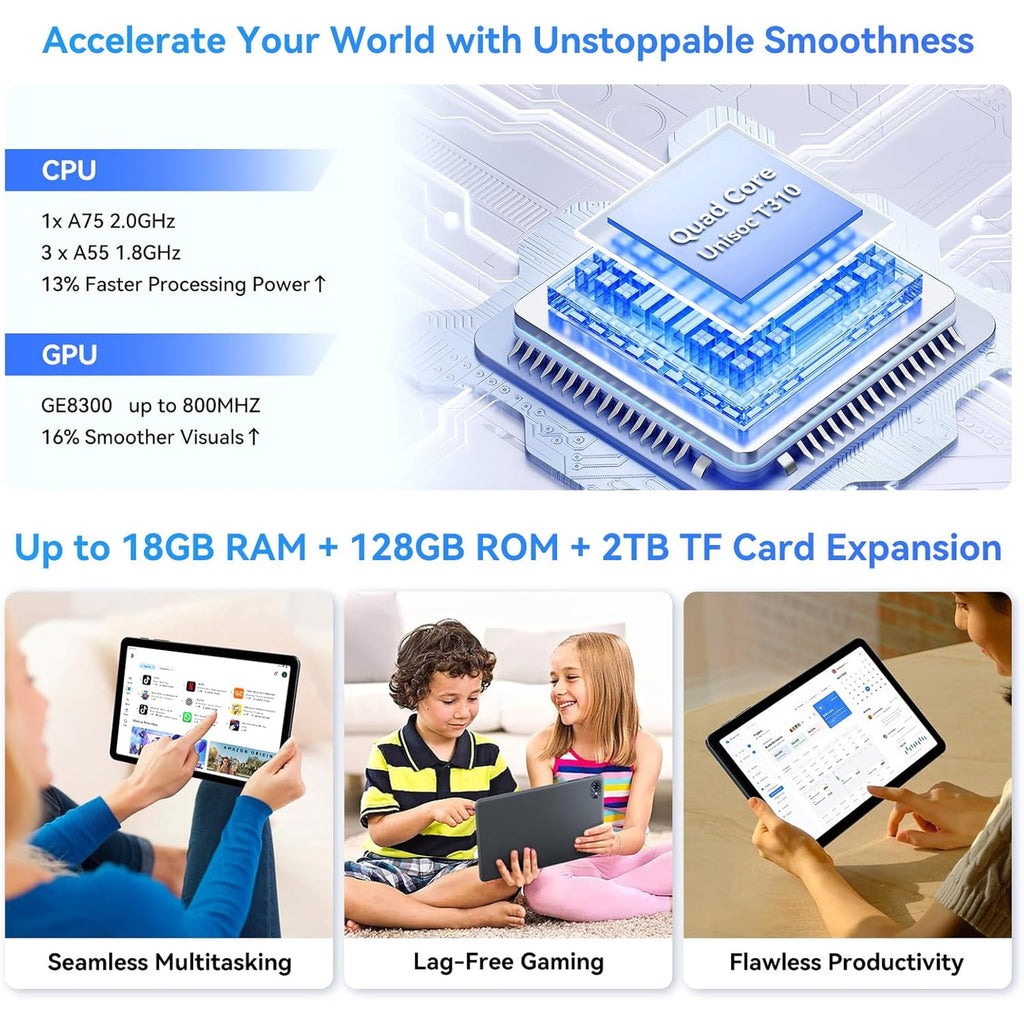 2026 Android 16 AI Tablets 10 Inch, Electronics Tablets with Keyboard, 18GB RAM 128GB ROM /2TB TF, Gemini AI 2 in 1 Tablet with Pen, 6000mAh, 1080P, BT5.0, GPS, OTG, Suitable for Study and Office