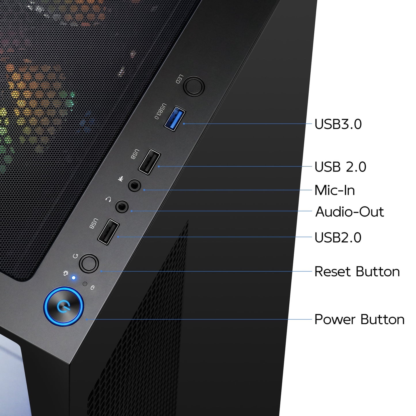 Budget Gaming PC Computers Desktop, Intel Core i7 up to 4.0GHz, GTX 1050 Ti 4GB, 16GB RAM, 512GB M.2 SSD, BX3 550W 80PLUS Bronze PSU, WiFi 5, RGB Fan x5, Windows 11 Home, prebuilt PC Gaming, Black