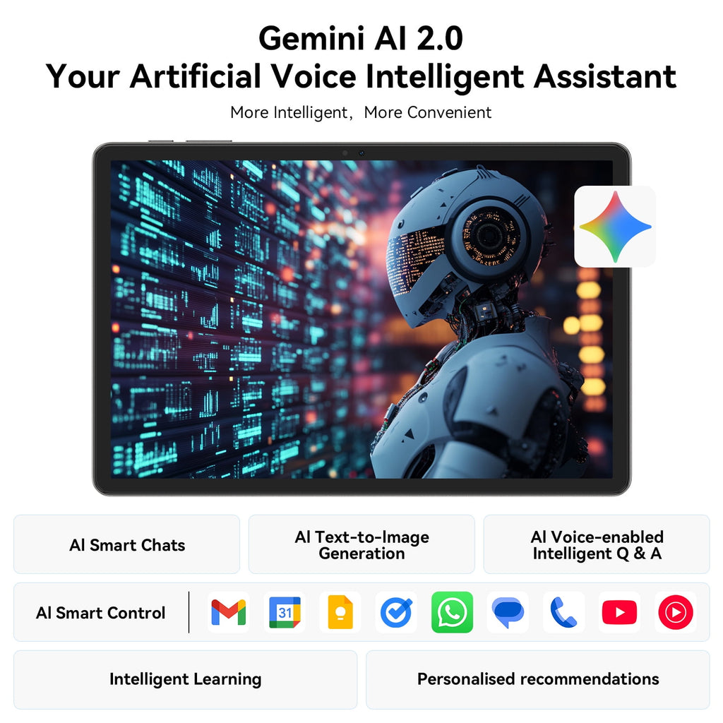 Android 16 AI Tablet,11 Inch Tablet with 24GB RAM 128GB ROM,Octa-Core T7250 Processor,90Hz Display,8000mAh Battery with Fast Charging & OTG Reverse Charge,Gemini AI Tablets