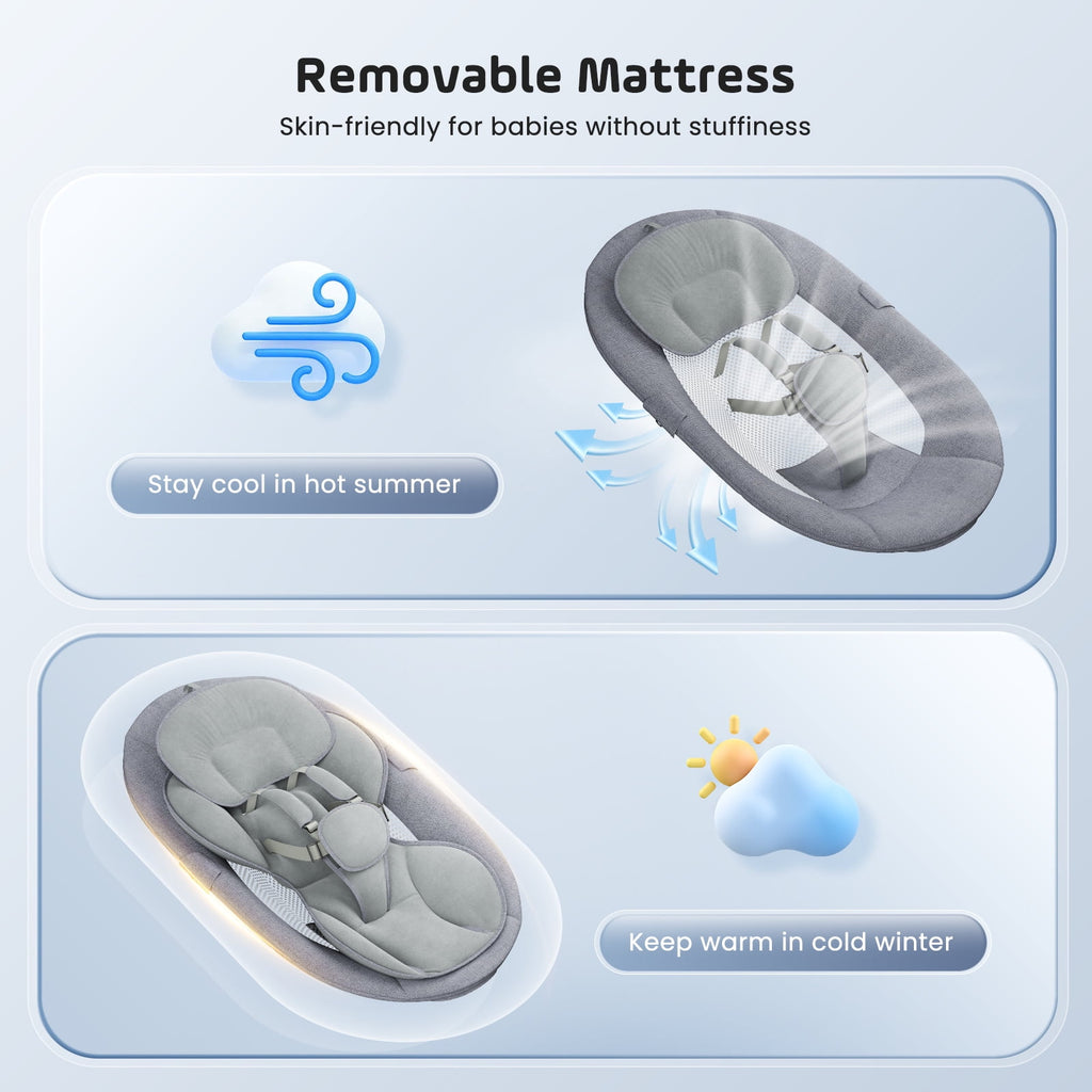 Doulami Electric Baby Swing for Newborn to Toddler Portable Infant Swing Rocker with Remote & APP Control & IMD Touch Panel, 5 Sway Speeds, 10 Lullabies, Gray