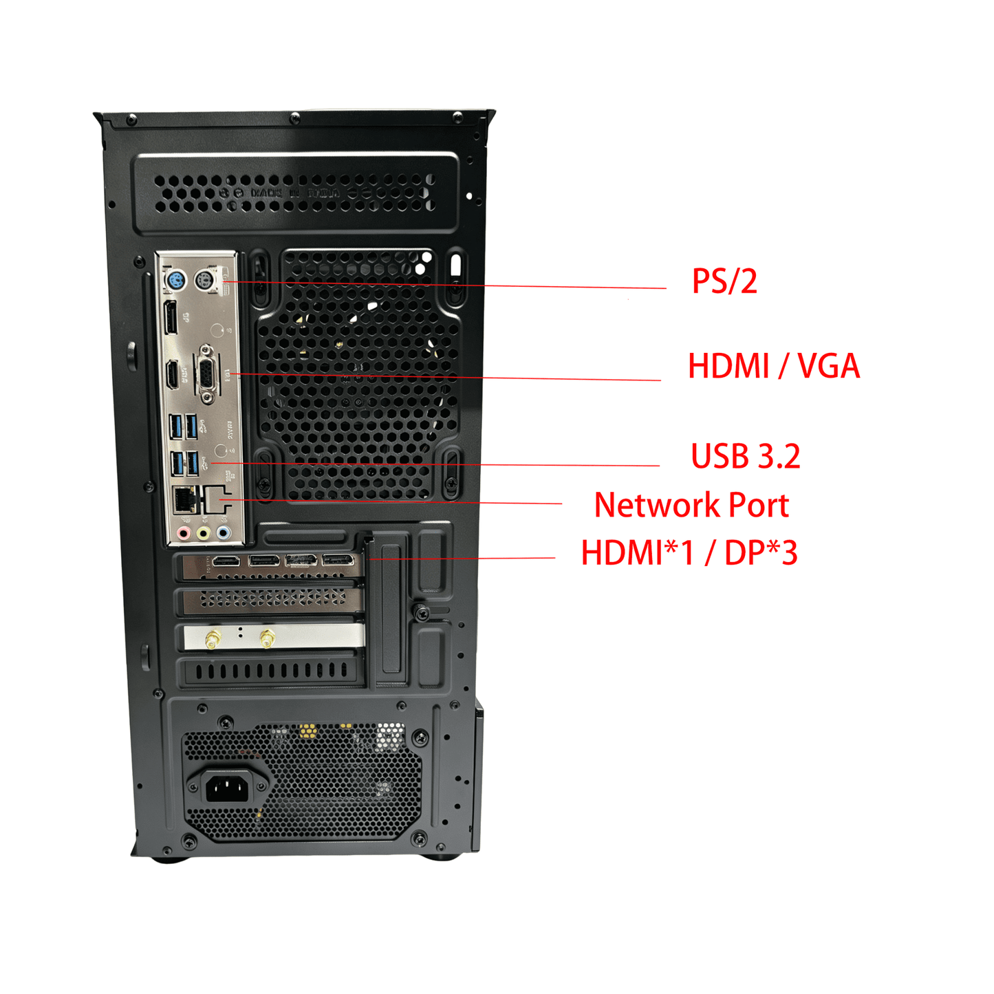 AIGAMEPC Gaming PC Desktop Computer, AMD Ryzen 7 5700X, GeForce RTX 5060 8G, 16GB DDR4 RAM, 1TB M.2 NVMe SSD, BX3 650W 80PLUS Bronze PSU, ARGB Fans, WiFi+BT, for Game Design and Office